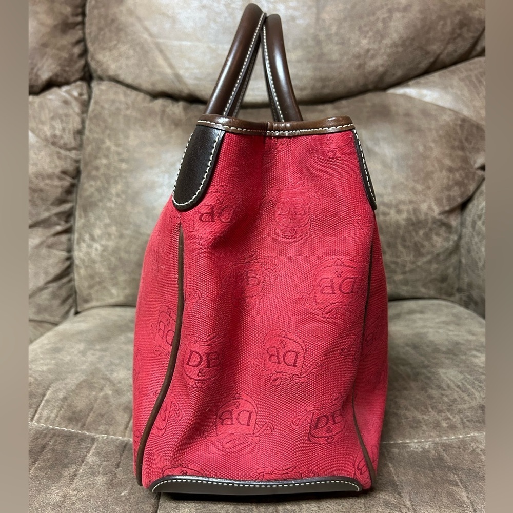 Dooney & Bourke Vintage Double Handle-Tote Satchel Donegal Crest Red-Brown Bag - Picture 13 of 17